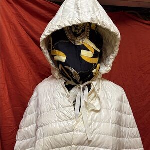 Moncler Cream Hooded Long Puffer Jacket